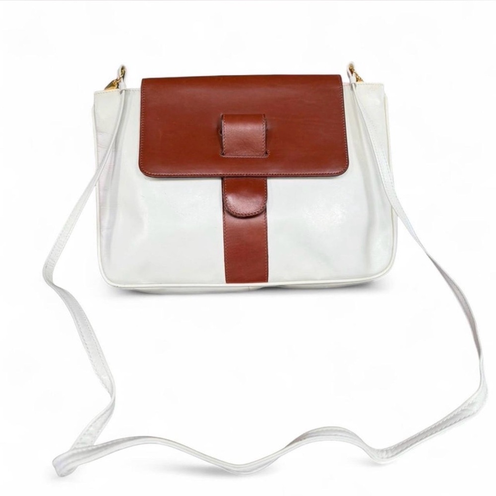 Salvatore Ferragamo Two-Tone Leather Flap Crossbody Shoulder Bag - Picture 2 of 12